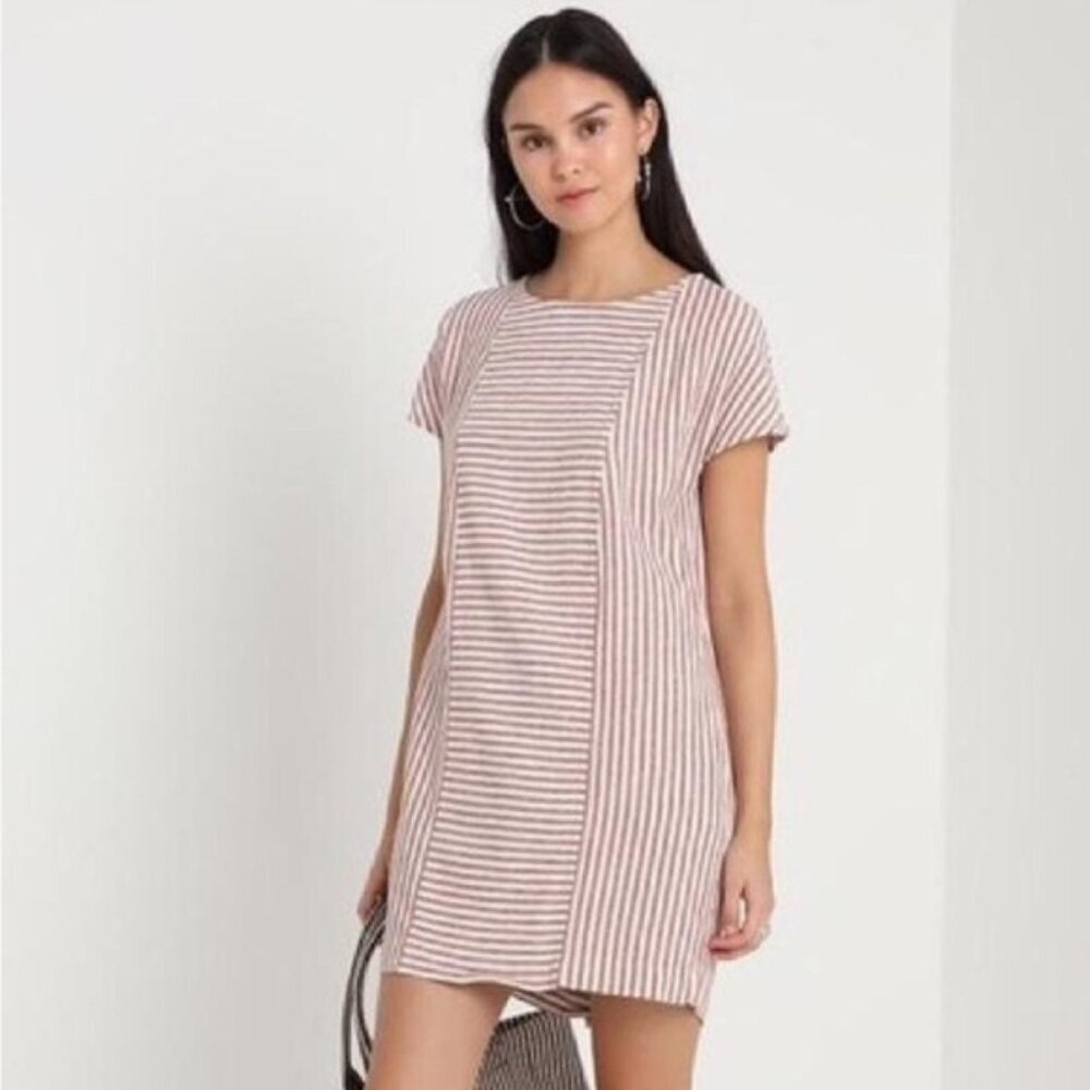 Madewell Daphne Rust Stripe-Play Button-Back Tee Dress Size Extra Small - Picture 1 of 5